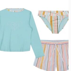 Roxy Youth Swim Set - Light Blue and White
